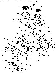 Cooktop And Controls Diagram and Parts List for JMP2SGR3WH  General Electric Range