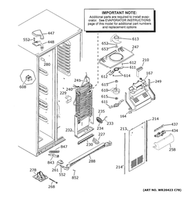 Freezer Section Diagram and Parts List for GSS25GMHNCES  General Electric Refrigerator