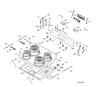 CONTROL PANEL & COOKTOP Diagram and Parts List for JCBP350ST2SS  General Electric Range