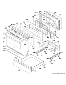 Door And Drawer Parts Diagram and Parts List for JGB660DEJ5BB  General Electric Range