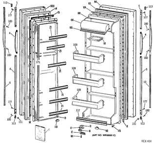 DOOR ASSEMBLY Diagram and Parts List for CSX20GASBAD  General Electric Refrigerator