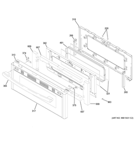 Upper Door Diagram and Parts List for JGB860EEJ1ES  General Electric Range