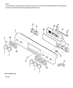 CONTROL PANEL Diagram and Parts List for CCS975SD2SS  General Electric Range