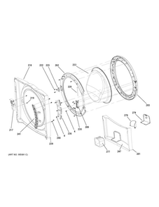 Front Panel & Door Diagram and Parts List for GFWN1600J1WW  General Electric Washer