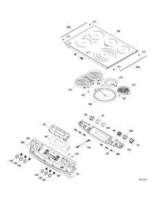 CONTROLS-COOKTOP Diagram and Parts List for PCS905DR1WW  General Electric Range