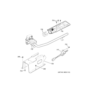 Gas Valve & Burner Assembly Diagram and Parts List for GTDP220GF5WW  General Electric Dryer