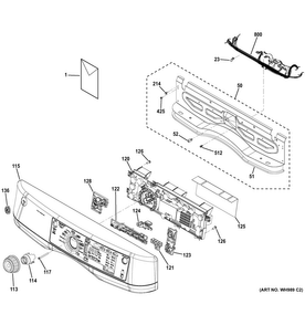 Control Panel Diagram and Parts List for GFDR485EF1MC  General Electric Dryer