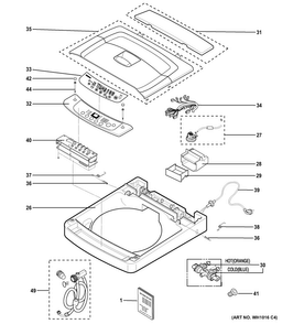 Controls & Top Panel Diagram and Parts List for WSLP1500H1WW  General Electric Washer