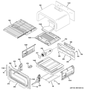 Upper Oven Diagram and Parts List for PGB980ZEJ3SS  General Electric Range