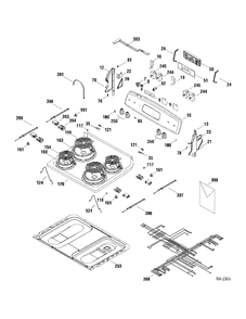 CONTROLS & COOKTOP Diagram and Parts List for JCBS28DM1WW  General Electric Range