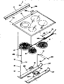 Cooktop Diagram and Parts List for JSP38GV2BB  General Electric Range