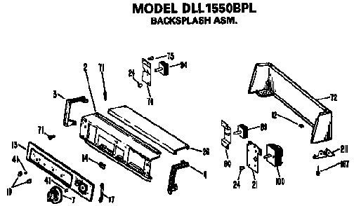 Backsplash Dll1550bpl Only Diagram and Parts List for DLL1550BPL  Hotpoint Dryer