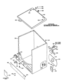 Cabinet Assembly Diagram and Parts List for DDG518RCL  General Electric Dryer