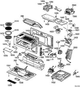 BODY PARTS Diagram and Parts List for SCA2001BSSC03  General Electric Microwave