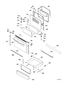 DOOR & DRAWER Diagram and Parts List for JCBP23DM1WW  General Electric Range