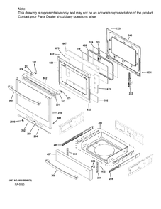 DOOR & DRAWER PARTS Diagram and Parts List for JCGS760DEL1WW  General Electric Range