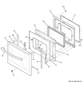 Door Diagram and Parts List for JB350RF4SS  General Electric Range