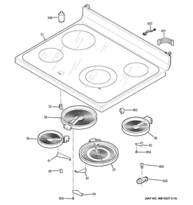 Cooktop Diagram and Parts List for JBS60DF3BB  General Electric Range