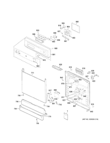 Escutcheon & Door Assembly Diagram and Parts List for GSD3300D50BB  General Electric Dishwasher