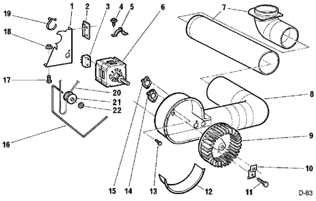 BLOWER & DRIVE ASSEMBLY Diagram and Parts List for CDM2000RW419  General Electric Dryer