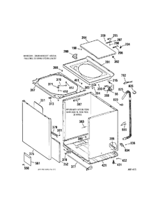 CABINET Diagram and Parts List for 57081A0WW  General Electric Washer