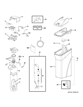 Body Parts Diagram and Parts List for GXMH31H01  General Electric Water Filter System
