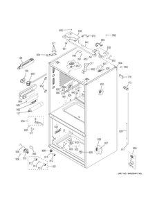 Case Parts Diagram and Parts List for CYE22TSHJSS  General Electric Refrigerator