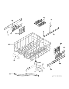 Upper Rack Assembly Diagram and Parts List for GDF650SGJ0BB  General Electric Dishwasher