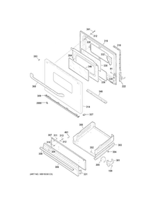 Door & Drawer Parts Diagram and Parts List for JGBS10DEF1WW  General Electric Range