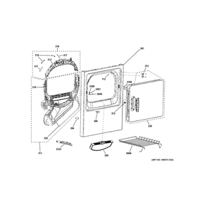 Front Panel And Door Diagram and Parts List for HTX24EASK1WS  General Electric Dryer