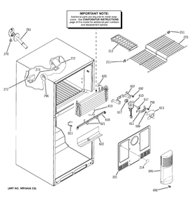 FREEZER SECTION Diagram and Parts List for 38471PBRMRWW  General Electric Refrigerator
