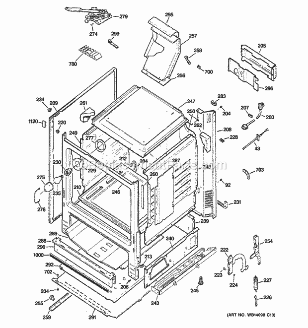 BODY PARTS Diagram and Parts List for JGB282SET2SS  General Electric Range