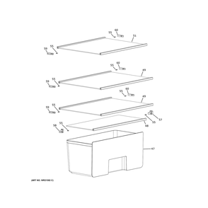 Shelves & Drawer Diagram and Parts List for PPV10R5YRBSS  General Electric Refrigerator