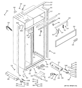 CASE PARTS Diagram and Parts List for ZISB360DRK  General Electric Refrigerator