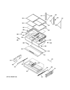 Fresh Food Shelves Diagram and Parts List for CWE23SSHISS  General Electric Refrigerator