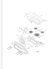 CONTROL PANEL & COOKTOP Diagram and Parts List for JCSP42DR2WW  General Electric Range