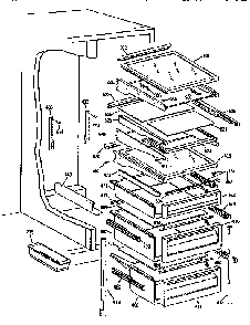 Fresh Food Section Diagram and Parts List for TFX24PRAXBB  General Electric Refrigerator