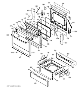 Door & Drawer Parts Diagram and Parts List for JGS750DEF3WW  General Electric Range