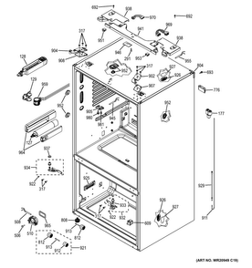 Case Parts Diagram and Parts List for GFE27GGDEWW  General Electric Refrigerator