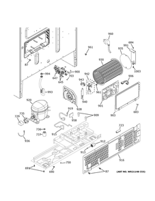 Machine Compartment Diagram and Parts List for ZWE23PSNHSS  General Electric Refrigerator