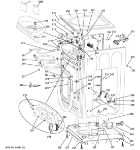 Cabinet & Top Panel Diagram and Parts List for GFWS1705H1DG  General Electric Washer