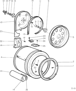 DRUM & DUCT Diagram and Parts List for D537E*139  General Electric Dryer