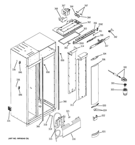 FRESH FOOD SECTION Diagram and Parts List for ZISS360DRKSS  General Electric Refrigerator