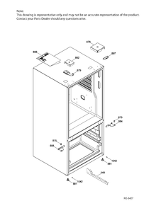 HINGE PARTS Diagram and Parts List for DSRS3KGXGFGS  General Electric Refrigerator