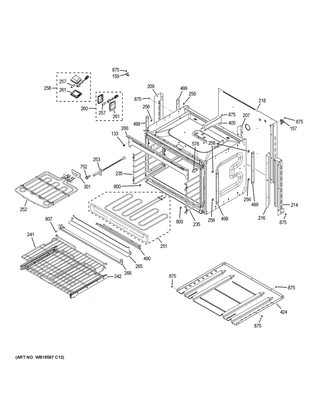 Lower Oven Diagram and Parts List for PK7500DF7WW  General Electric Wall Oven