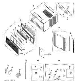 Grille & Chassis Parts Diagram and Parts List for AEW24DSL1  General Electric Air Conditioner
