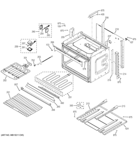 Lower Oven Diagram and Parts List for JT5500EJ3ES  General Electric Wall Oven