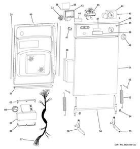 Escutcheon & Door Assembly Diagram and Parts List for GSM1800F00BB  General Electric Dishwasher