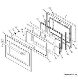 LOWER DOOR Diagram and Parts List for CT9550EK2DS  General Electric Wall Oven