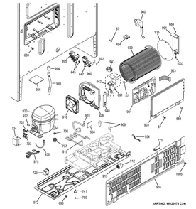 Machine Compartment Diagram and Parts List for GNE26GGDFWW  General Electric Refrigerator